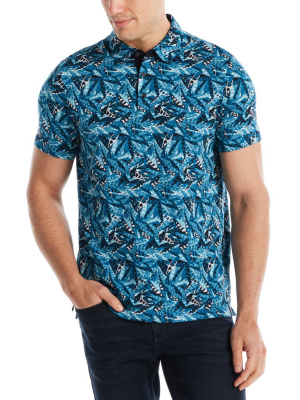 Pima Cotton Blend Abstract Print Polo