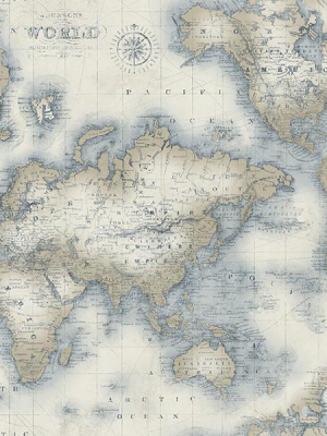 Mercator Cream World Map Wallpaper From The Seaside Living Collection By Brewster Home Fashions