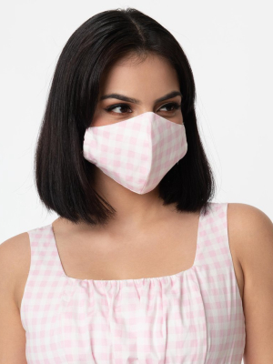 Magnolia Place Light Pink & White Gingham Face Mask