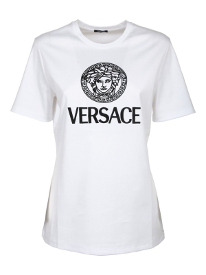 Versace Logo Printed Crewneck T-shirt