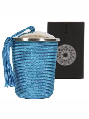 Silk Wrapped Candle, Blue