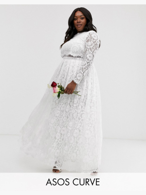 Asos Edition Curve Grace Lace Crop Top Wedding Dress