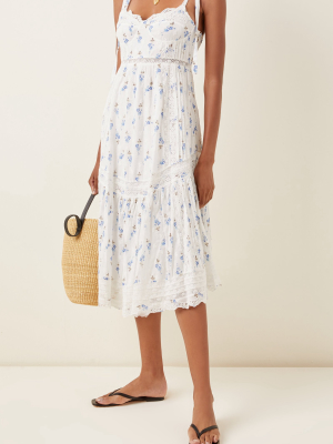 Antonella Lace-trimmed Floral-print Cotton-voile Midi Dress