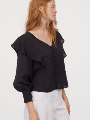 Flounce-trimmed Blouse