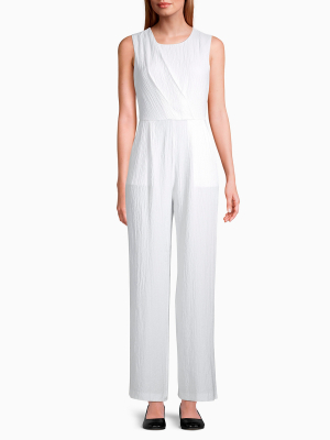 Textured Pintuck Sleeveless Jumpsuit