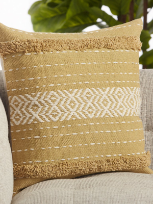 Palmyra Tribal Pillow In Green & White