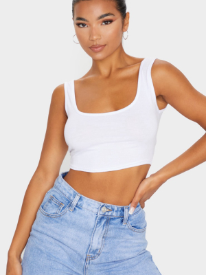 Basic White Scoop Neck Crop Top