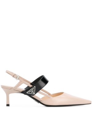 Prada Logo Plaque Slingback Pumps