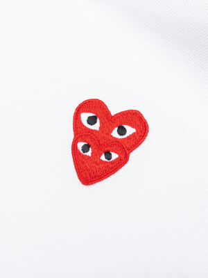 Comme Des Garcons Play Stacked Heart Polo Shirt - White