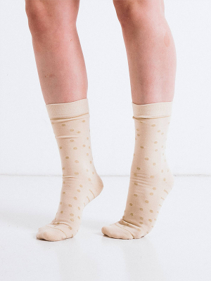 Woven Pear Socks: Golden Celebration (polka Dots)