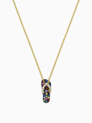 Effy 14k Gold Multi Sapphire And Diamond Flip Flop Pendant, 0.53 Tcw