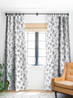 Emanuela Carratoni Floral Line Art Single Panel Blackout Window Curtain By Deny Designs.