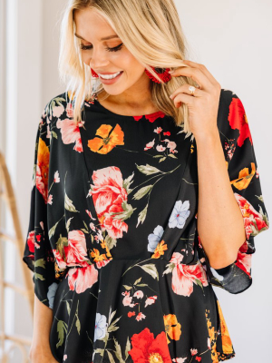 Now Is Your Time Black Floral Blouse