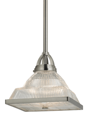 Hudson Valley Lighting Harriman Pendant - Satin Nickel & Clear Pressed Prismatic