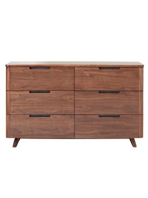 Tahoe Mcm Walnut 6 Drawer Double Dresser