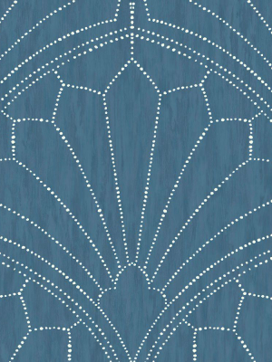 Scallop Medallion Wallpaper In Steel Blue And Ivory From The Boho Rhapsody Collection By Seabrook Wallcoverings