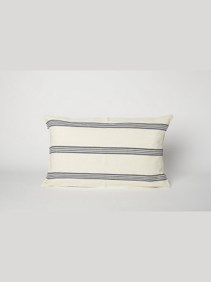 Navy Blue / Off White 4 Stripe 12 X 20 Pillow