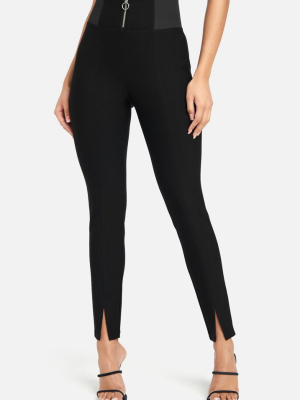 Elastic High Waist Slit Front Legging