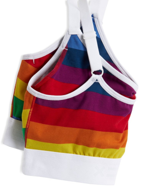 V Neck Bralette - Rainbow Pride Stripes