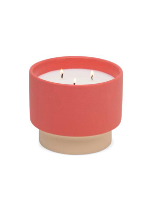 Large Red/tan Ceramic Candle - Amber & Smoke