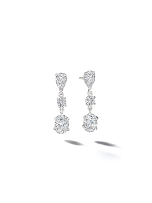 Mixed-shape 3-drop Diamond Earrings