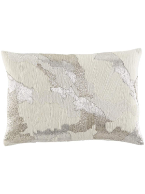 Callie Lumbar Pillow, Cream/silver