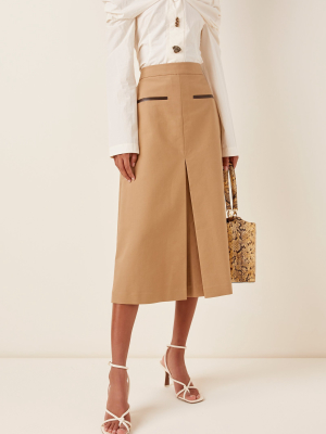 Hazel Pleated Cotton Midi Skirt