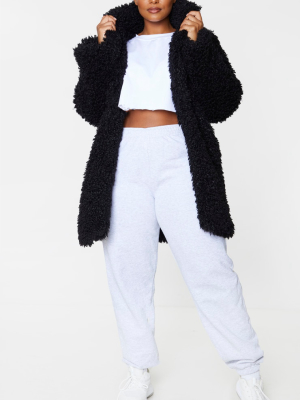 Plus Black Teddy Faux Fur Coat