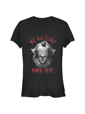 Junior's It Pennywise Float Down Here T-shirt