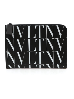 Valentino All Over Vltn Print Clutch Bag