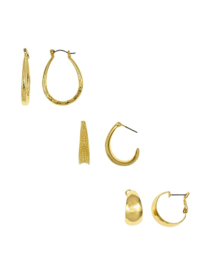 Carol Dauplaise Gold Tone Trio Earrings