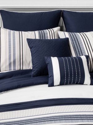 Allen Stripe 8pc Comforter Set Navy