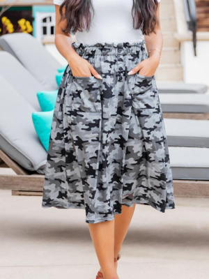 Huntley Pocket Skirt - Gray Camo