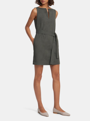 Belted Shift Dress In Good Linen