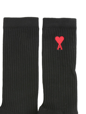 Ami Ami De Coeur Embroidered Three Pack Socks