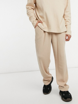 Asos Design Co-ord Oversized Slouchy Sweatpants In Beige Waffle