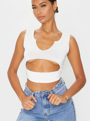 Cream Slinky Cut Out Crop Top