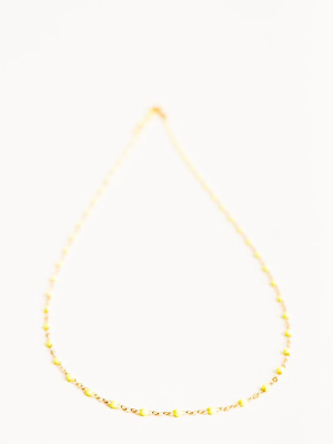 Lime Bead Necklace - Yellow Gold