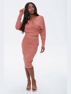 Surplice Top & Pencil Skirt Set