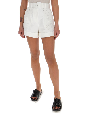 Self-portrait Embroidered Belted Shorts