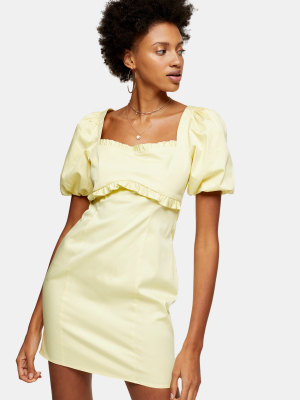 Yellow Poplin Mini Tea Dress