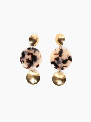 Soho Circle Dangle Earrings - Blonde Tortoise Print