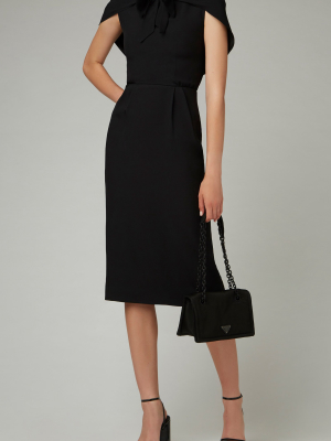 Cape-effect Crepe Midi Dress