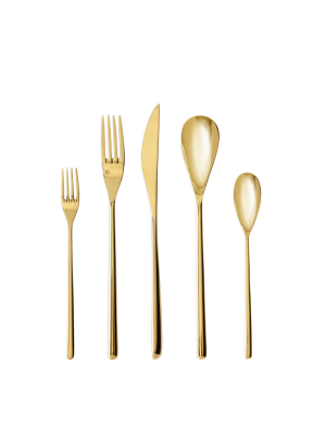 5pc Stainless Steel Dragonfly Silverware Set Gold - Fortessa Tableware Solutions