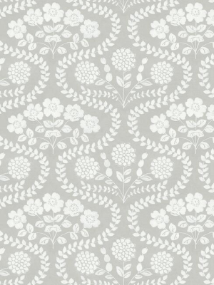 Folksy Floral Wallpaper In Linen From The Simply Farmhouse Collection By York Wallcoverings