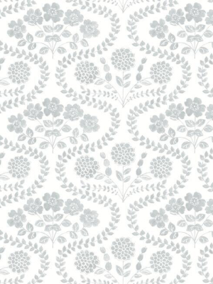 Folksy Floral Wallpaper In Grey And White From The Simply Farmhouse Collection By York Wallcoverings