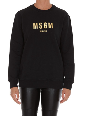 Msgm Logo Embroidered Sweatshirt