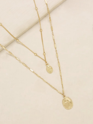 Simple Statement 18k Gold Plated Coin Layered Necklace