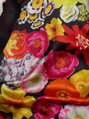 Summer Floral Double Faced Silk Oblong