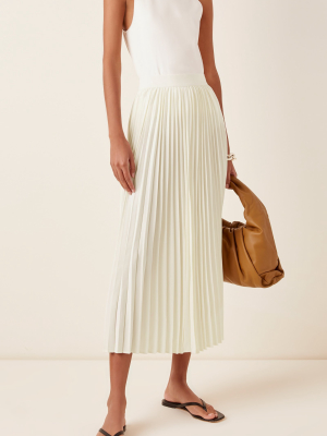 Pleated Crepe Midi Skirt